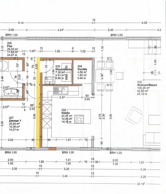 Grundriss Wohnen und Essen